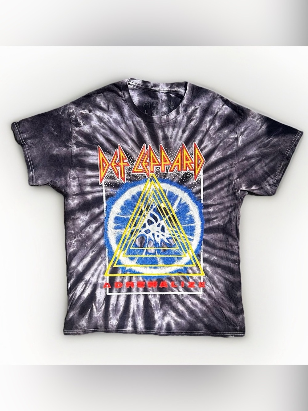 Y2K Def Leppard Adrenaline Black/Grey Tye-Dye Band Tee